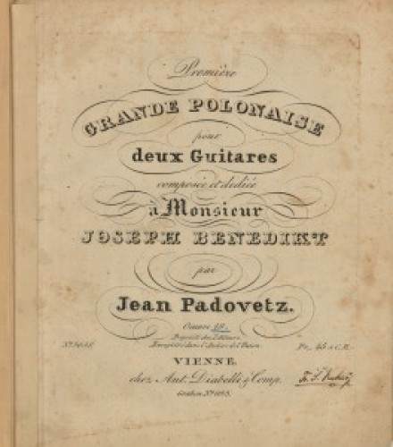 Première grande polonaise : pour deux guitares : oeuvre 18. ; Basso e cello / composée par Jean Padovetz.
