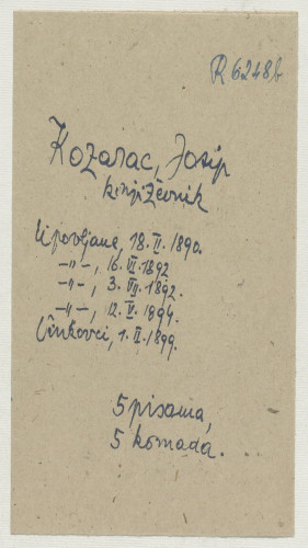 Pisma Josipa Kozarca Ivanu Kostrenčiću : (1890-1899). 