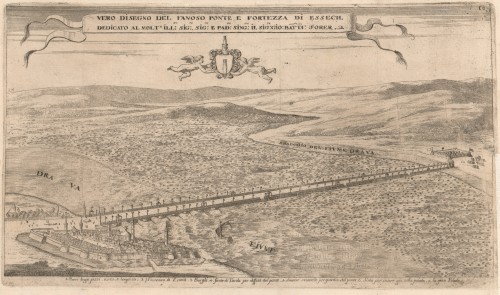 Vero disegno del famoso ponte e fortezza di Essech / Alphonsi Lasor à Varea.