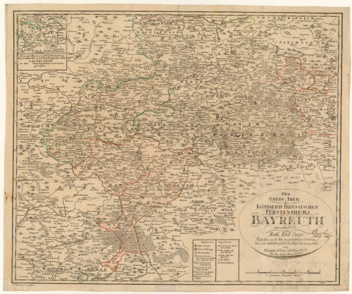 Der obere Theil des königlich preussischen Fürstenthums Bayreuth  / entworfen 1763 von Matth. Ferd. Cnopf ; berichtigt herausgegeben von Homanns Erben