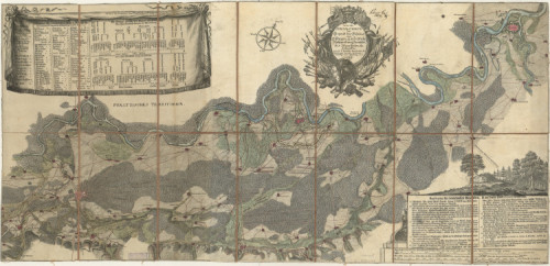 Accurate special - Charte der Gegend des Rheins von Ettingen Karls Ruhe, Philippsburg, Bruchtal bis Mannheim etc.  / entworfen von G. F. Riecke Fridrich
